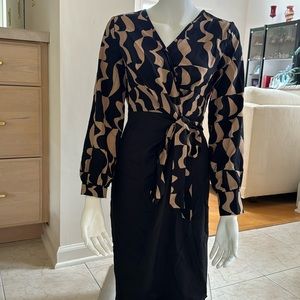 Black and brown wrap dress